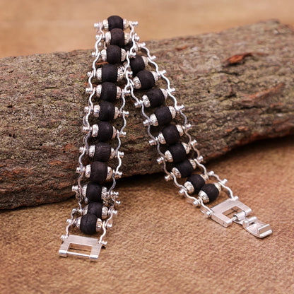 Silver Plated Karungali Bracelet - Abhimantrit