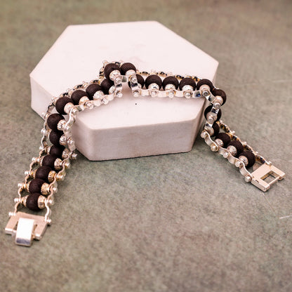 Silver Plated Karungali Bracelet - Abhimantrit