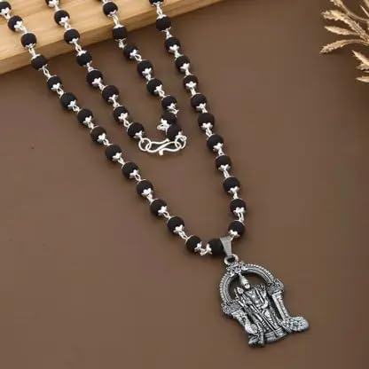 Certified Karungali Malai with Lord Murugan Pendant | Protection, Health & Success