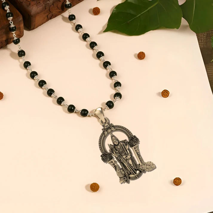 Certified Karungali Malai with Lord Murugan Pendant | Protection, Health & Success