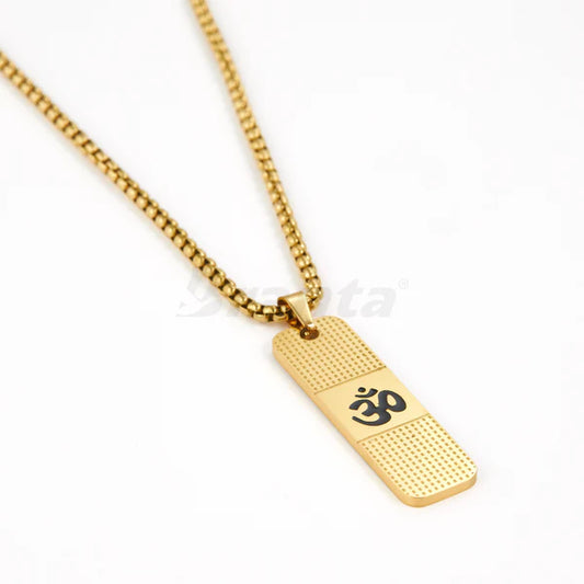 OM PREMIUM GOLD PENDANT AND CHAIN WITH UNIQUE DOTTED PATTERN