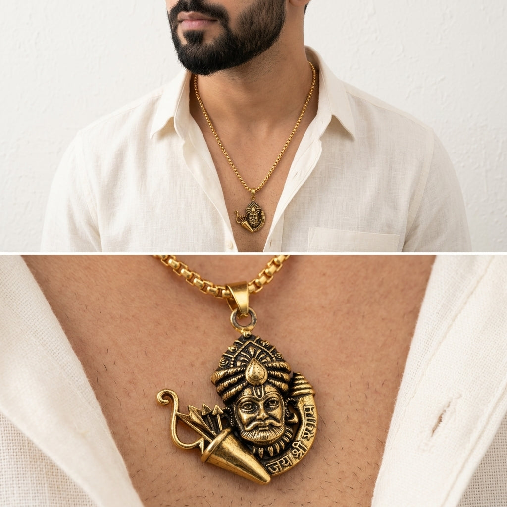Khatu Shyam Locket With Gold Plated Chain
