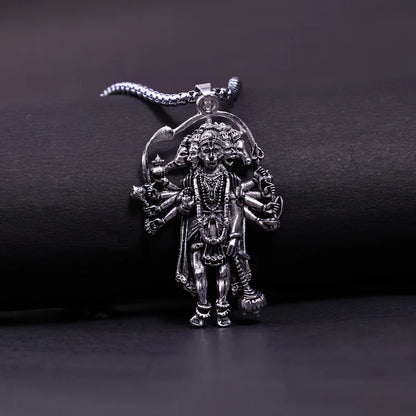Silver Plated Panchmukhi Hanuman Ji Pendant