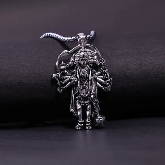 Silver Plated Panchmukhi Hanuman Ji Pendant