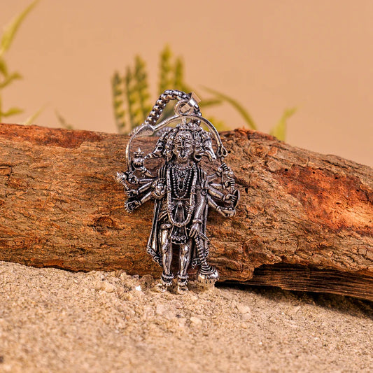 Silver Plated Panchmukhi Hanuman Ji Pendant