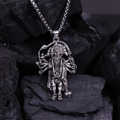 Silver Plated Panchmukhi Hanuman Ji Pendant