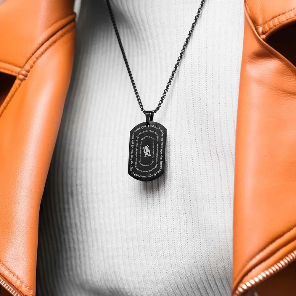 Hanuman Chalisa Tag Pendant Necklace for Men