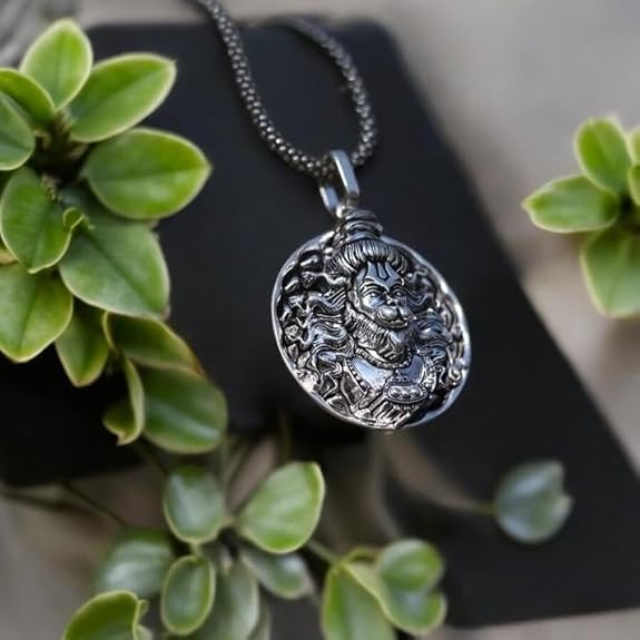 Hanuman Ji Pendant Oxodaised Silver Chain