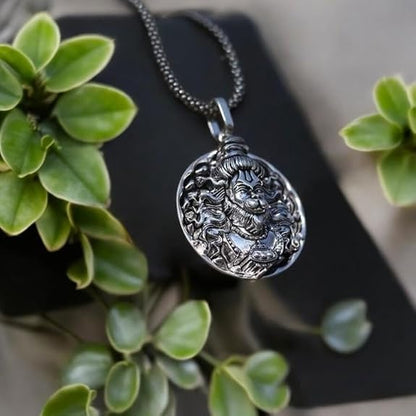 Hanuman Ji Pendant Oxodaised Silver Chain