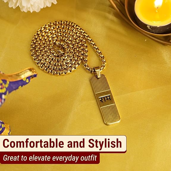 RAM PREMIUM GOLD PENDANT AND CHAIN WITH DOTTED PATTERN
