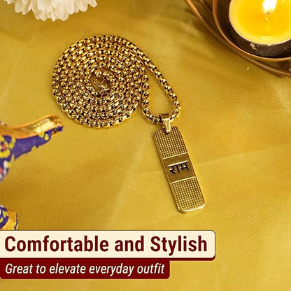 RAM PREMIUM GOLD PENDANT AND CHAIN WITH DOTTED PATTERN