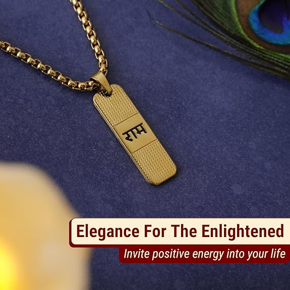RAM PREMIUM GOLD PENDANT AND CHAIN WITH DOTTED PATTERN