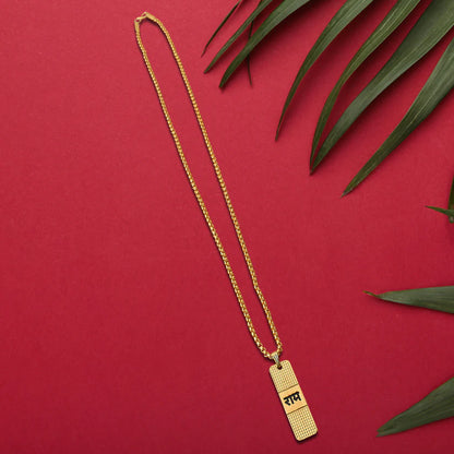 RAM PREMIUM GOLD PENDANT AND CHAIN WITH DOTTED PATTERN