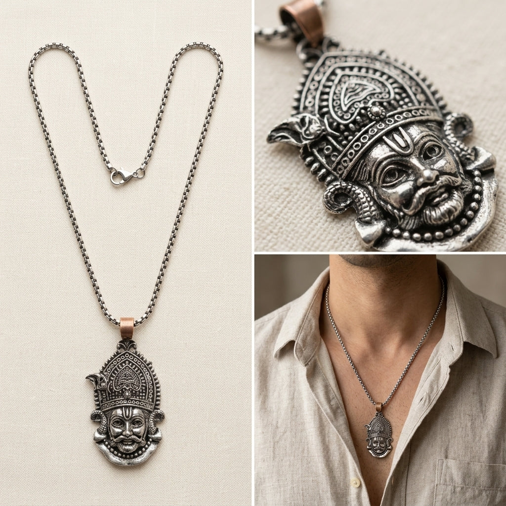 Khatu Shyam Locket With Silver Plated Chain