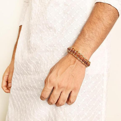 Gold Plated Rudraksha Chain Bracelet for Spiritual Growth