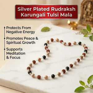 Silver Plated Rudraksh Karungali Tulsi Mala