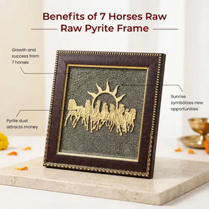 7 Horses with Sun on Natural Pyrite Frame